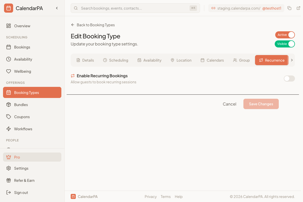 Dashboard Series Sessions page